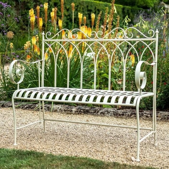 2 Seater Gothic Bench In Cream