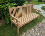 2 Seater Wood Effect Garden Bench - Teak Finish