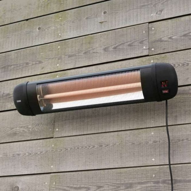 2kW IPX4 Wall Mounted Adjustable Quartz Bulb Electric Infrared Heater with Remote Control by Heatlab