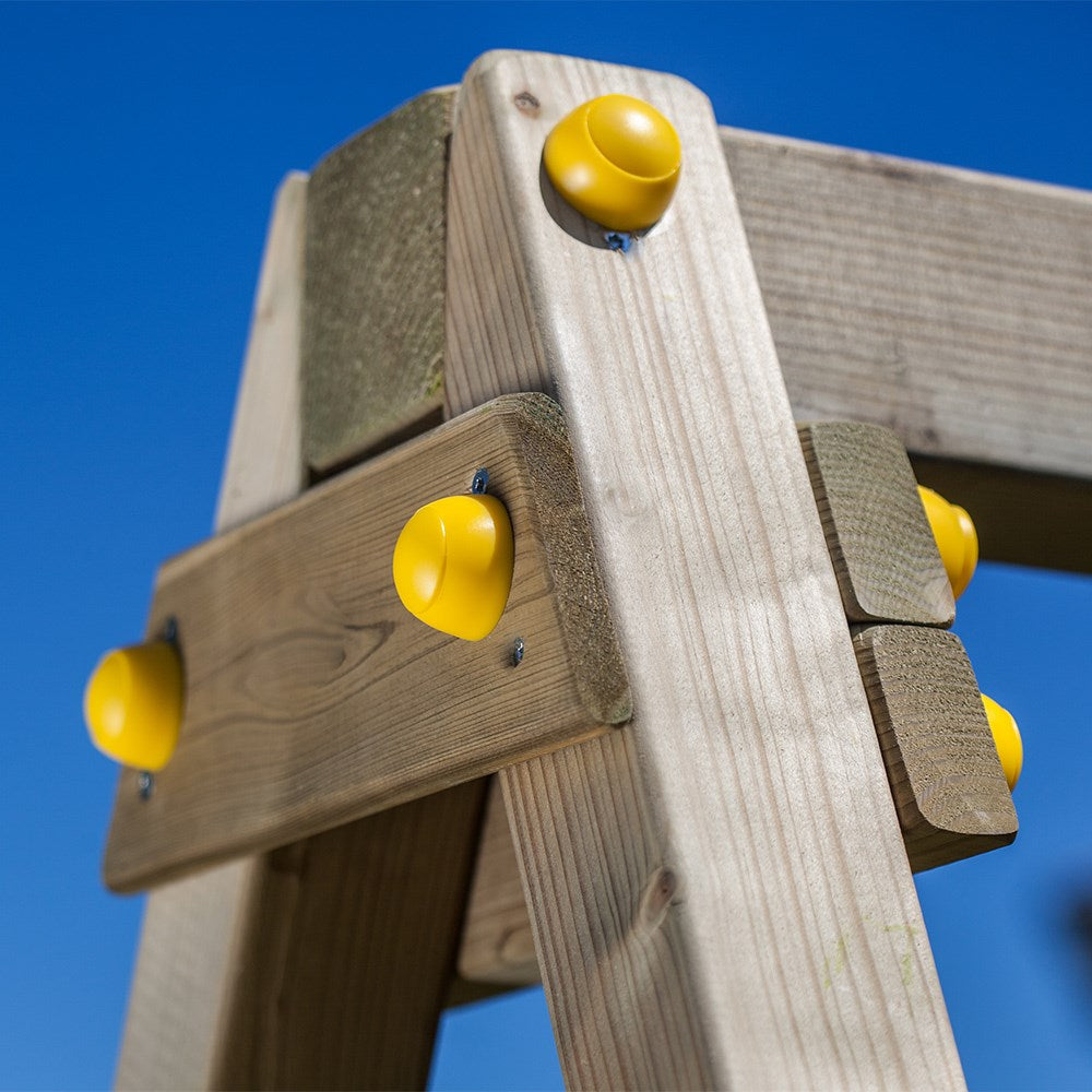 Wooden Fortress Climbing Frame with Single Swing & Slide