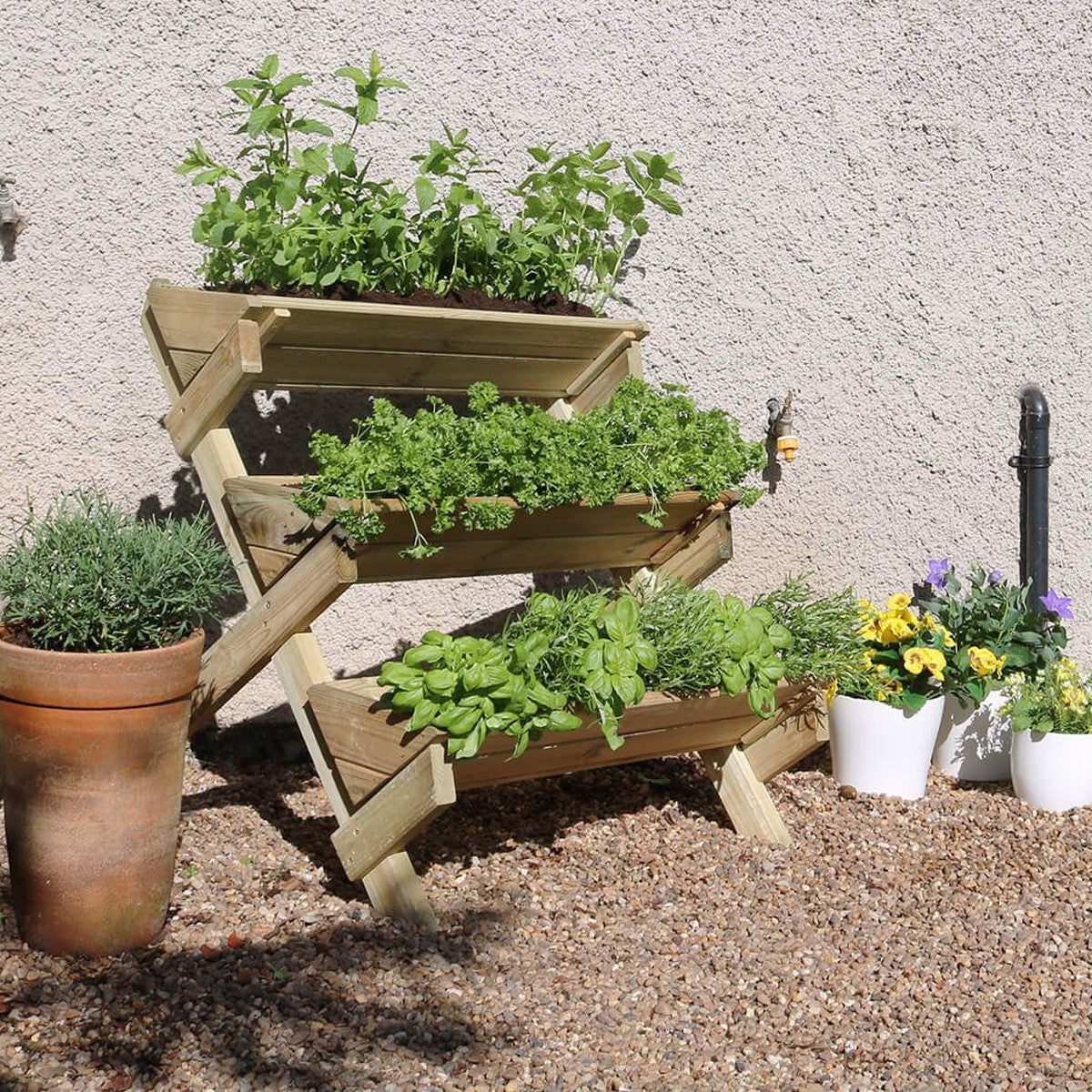 Stepped Wooden Garden Herb Planter