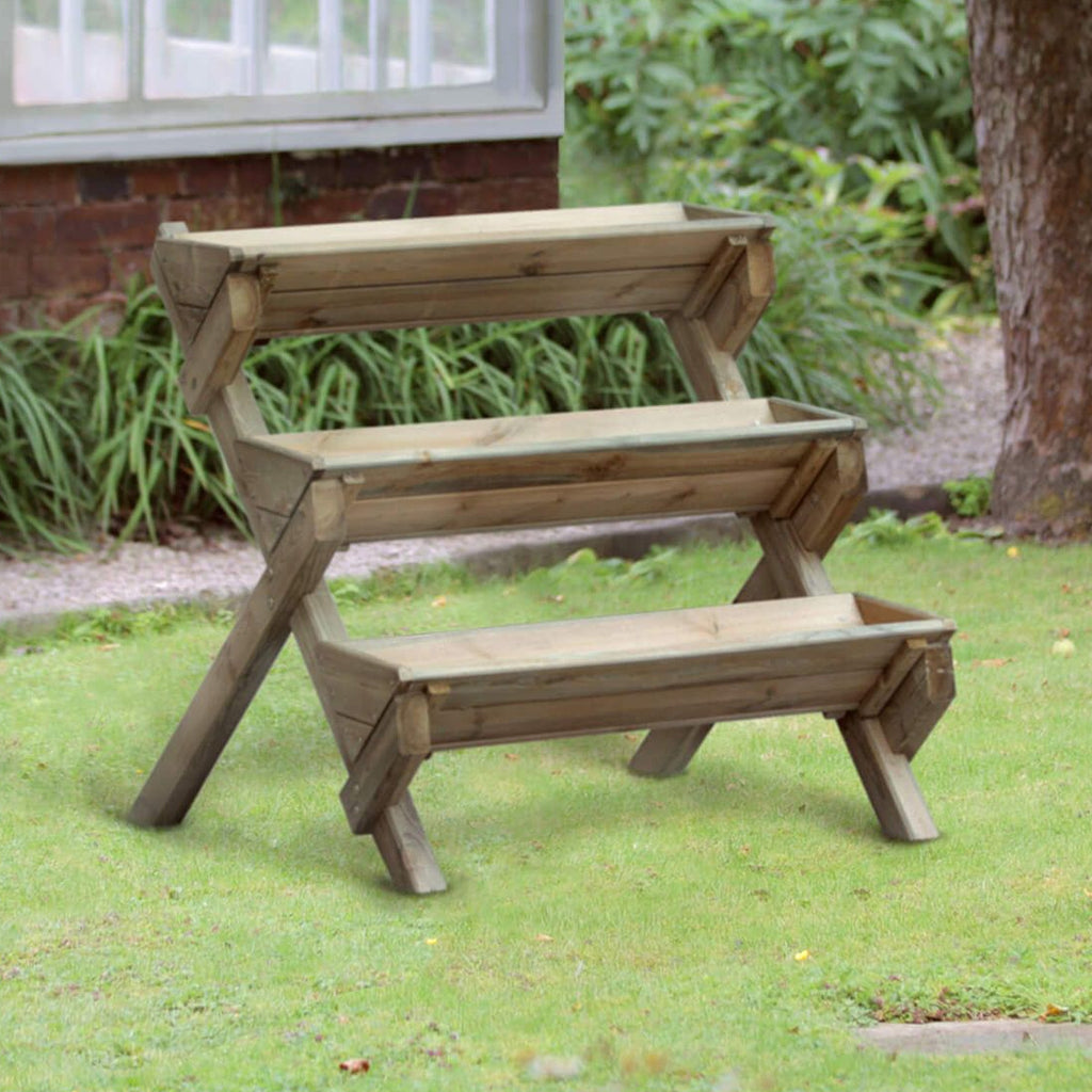 Stepped Wooden Garden Herb Planter
