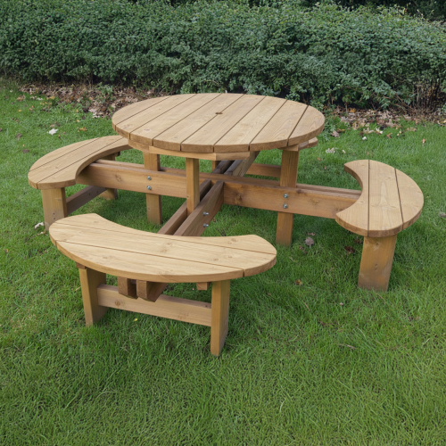 King Size Wooden Round Picnic Table