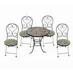Majorelle 4 Seat Mosaic Bistro Set - Table & 4 Folding Chairs