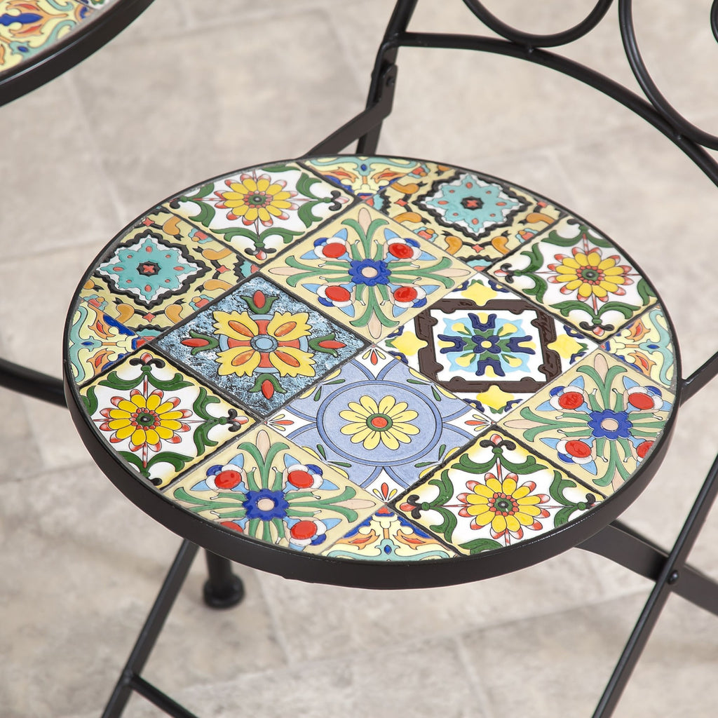 Majorelle 4 Seat Mosaic Bistro Set - Table & 4 Folding Chairs
