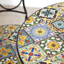 Majorelle 4 Seat Mosaic Bistro Set - Table & 4 Folding Chairs