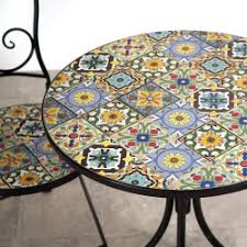 Majorelle 4 Seat Mosaic Bistro Set - Table & 4 Folding Chairs