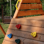 Wooden Rock Wall Climbing Frame & Rope Climbing Net | Double Swing