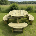 Wooden Round Picnic Tables, 8 Seater perfect for Schools and other outdoor settings
