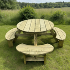 Wooden Round Picnic Tables, 8 Seater perfect for Schools and other outdoor settings