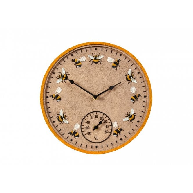 Beez 12" Outdoor Wall Clock and Thermometer
