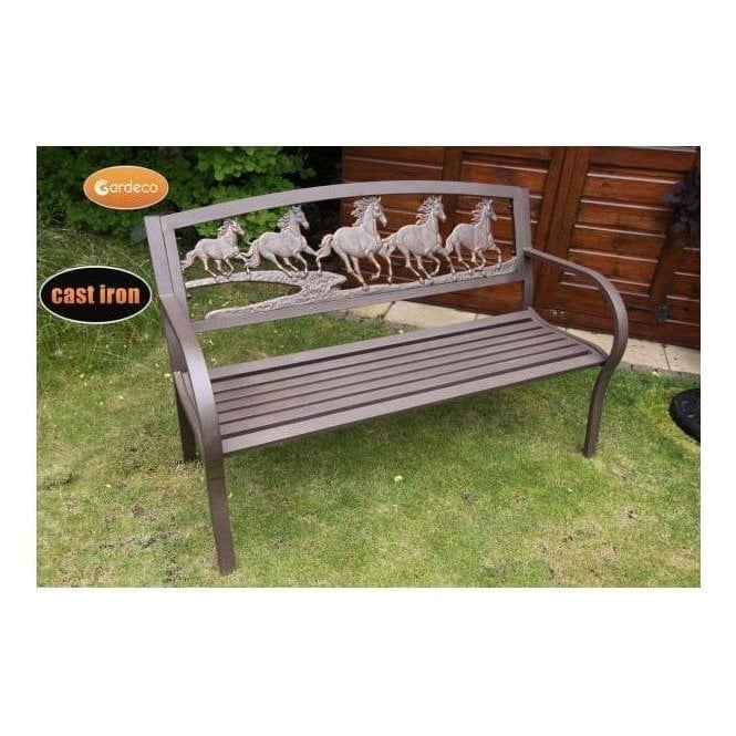 Cast-Iron Bench with Horse Design