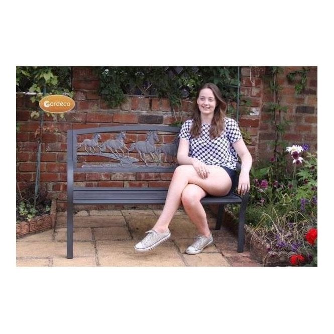 Cast-Iron Bench with Horse Design