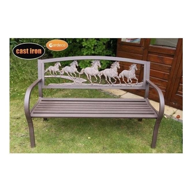 Cast-Iron Bench with Horse Design