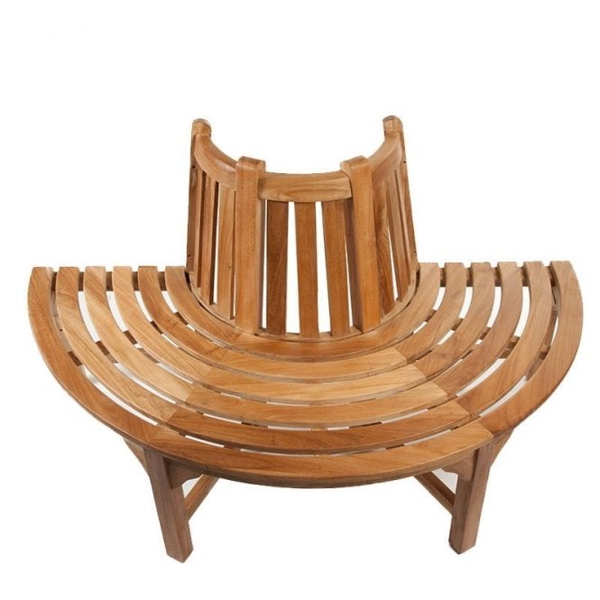 Teak Bench Rounded Half Round Teak Tree Bench – Garden-Shopping