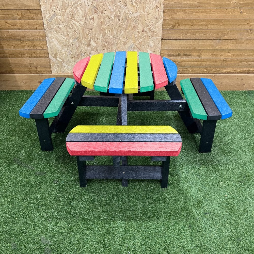 Multi-Coloured Junior Recycled Plastic Round Picnic Table