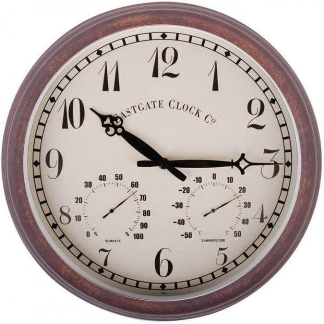 Outdoor Wall Clock & Weather Station, Numerical - 38cm