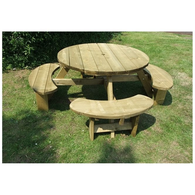 Wooden Round Picnic Tables, 8 Seater perfect for Schools and other outdoor settings