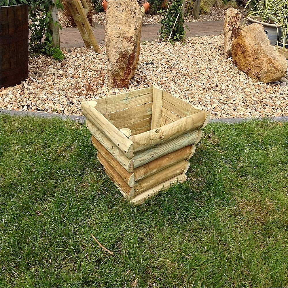 Rustic Wooden Planter - Medium