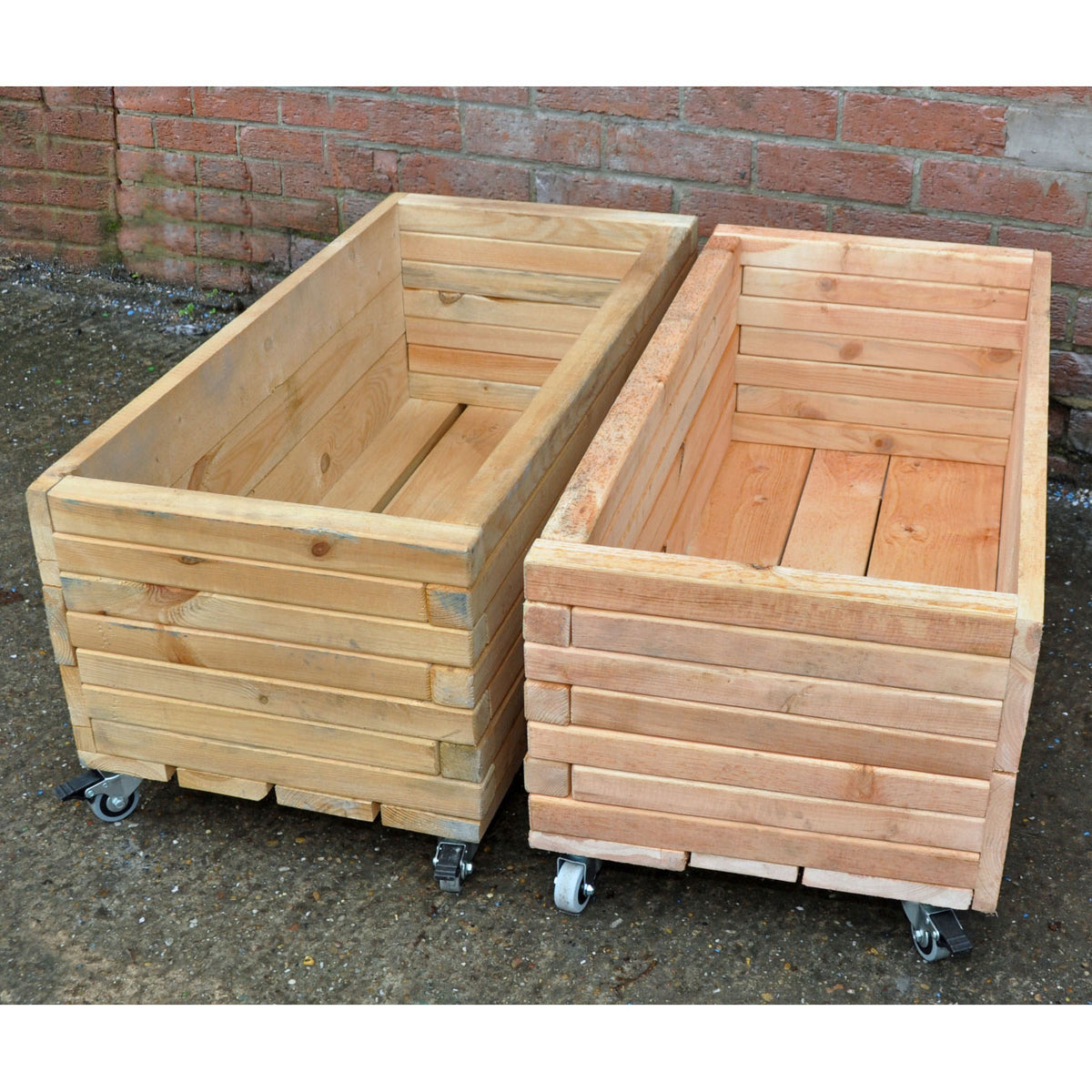 Simple Moveable Long Planters on wheels (Pack of 2)