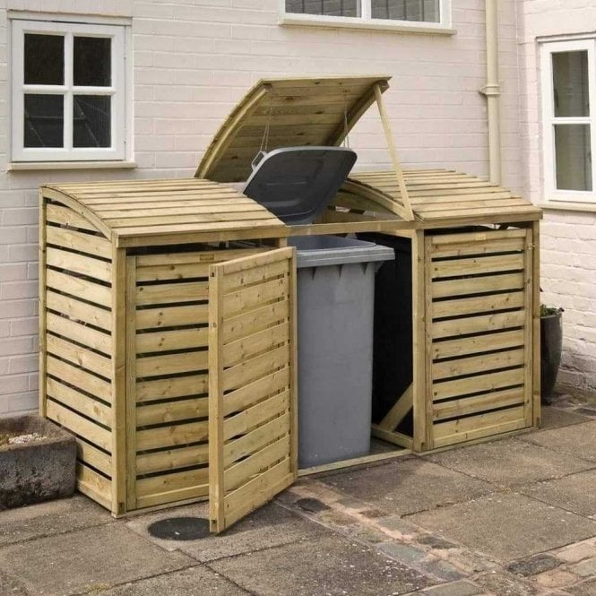 Wooden Wheelie Bin Store x 3