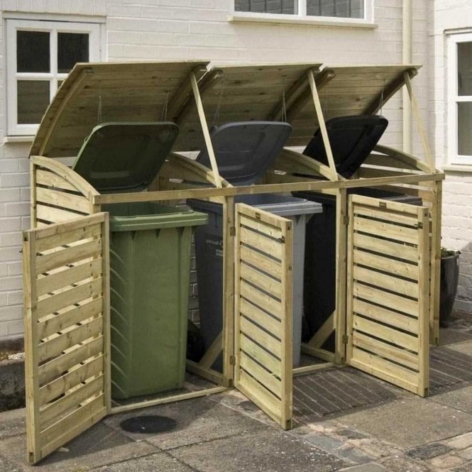 Wooden Wheelie Bin Store x 3
