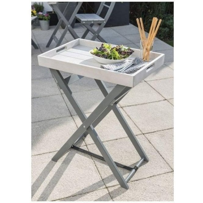 Wooden Folding Butler Tray in Grey