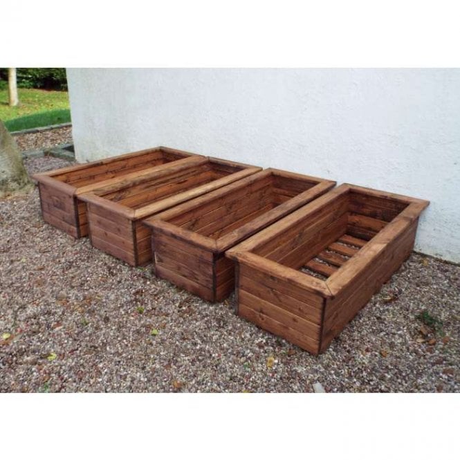 Wooden Garden Set of 4 1.9m x 31.5cm Trough Planters
