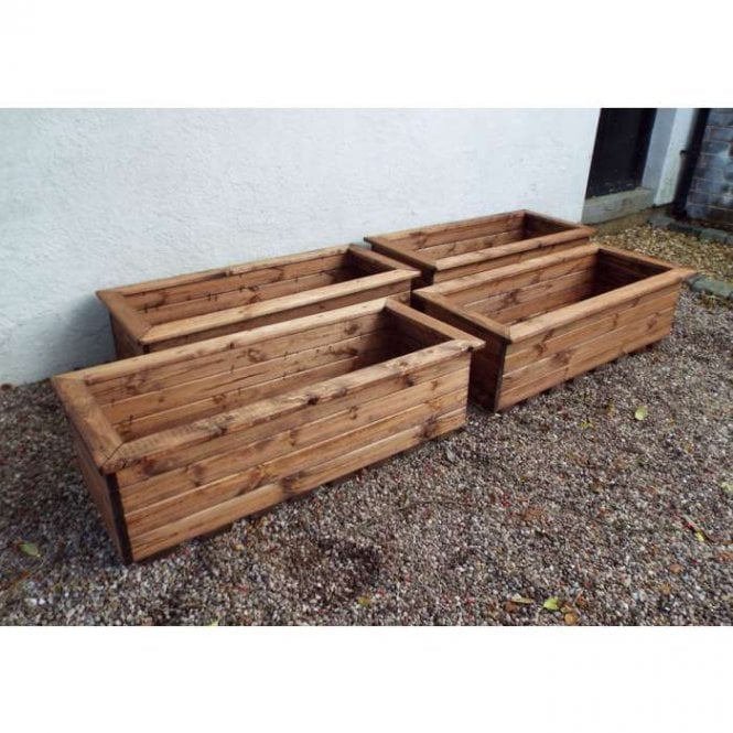 Wooden Garden Set of 4 1.9m x 31.5cm Trough Planters