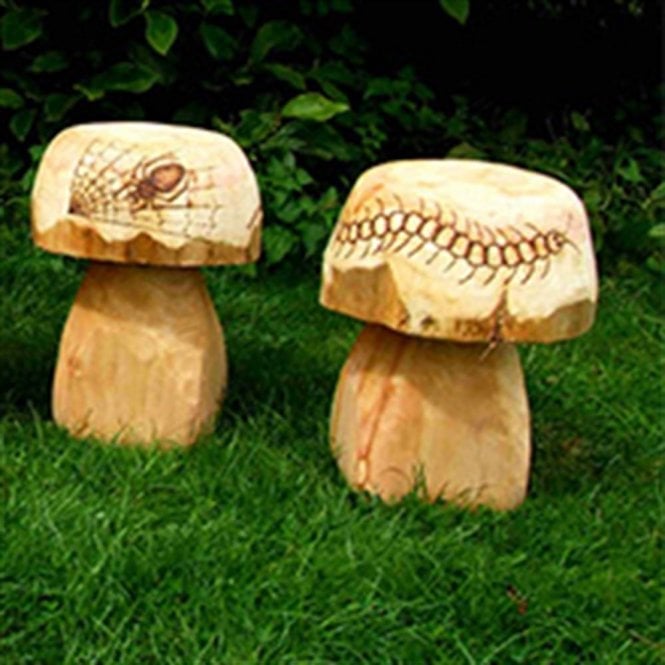 Wooden Mushroom Seats with optional engraving