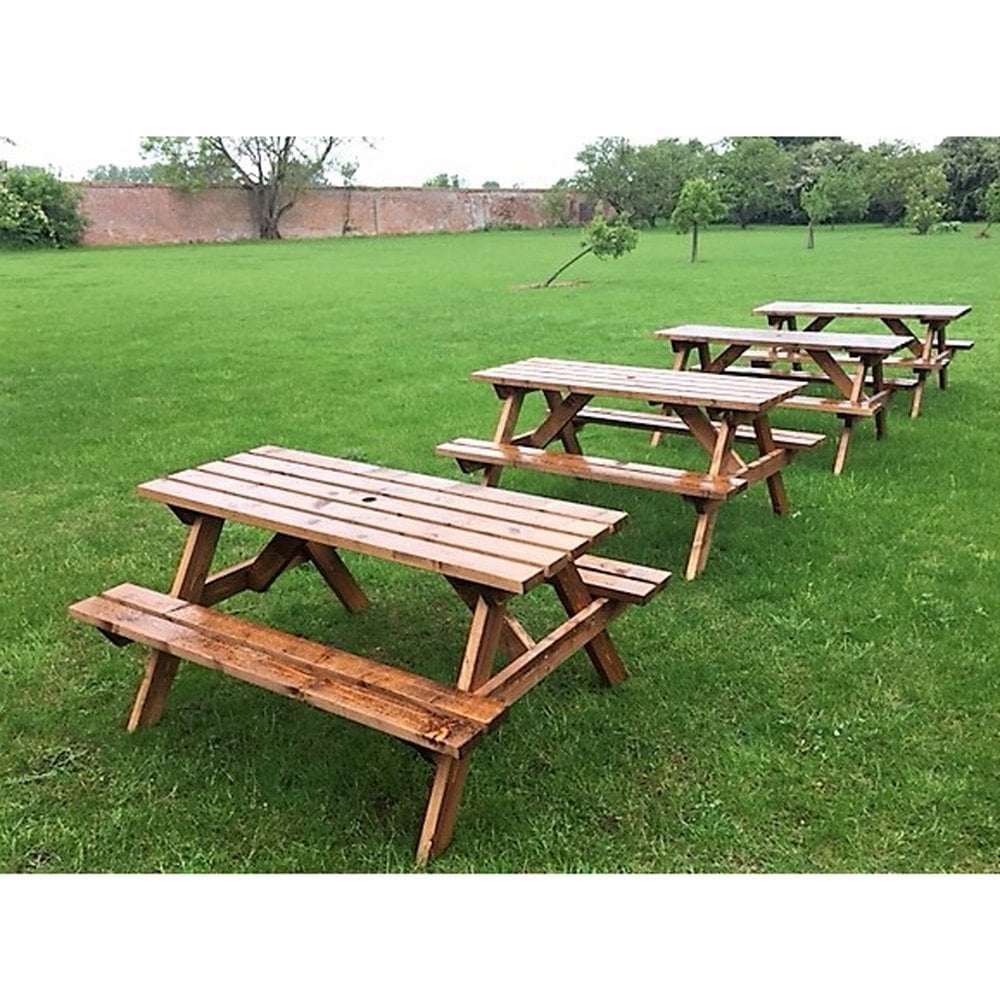 Wooden Rectangle Garden 8 Seater Picnic Table