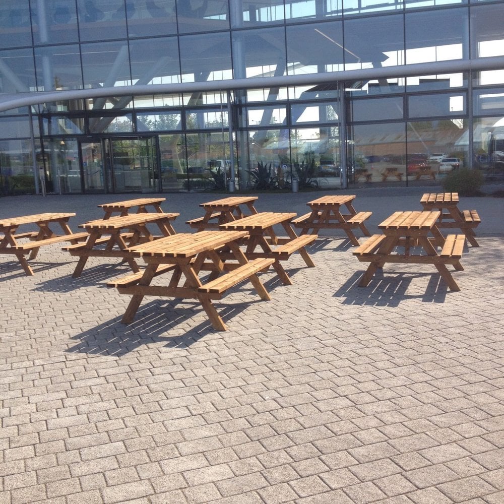 Wooden Rectangle Garden 8 Seater Picnic Table