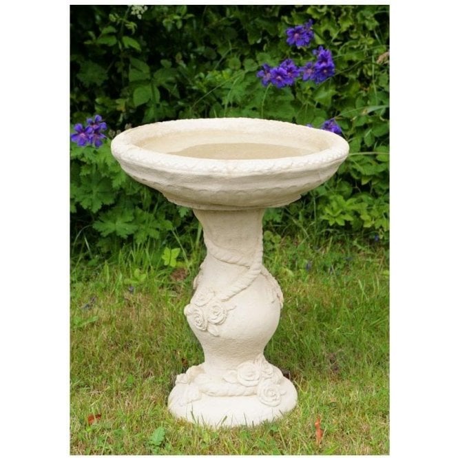 Yorkshire Rose Patterned Stone Bird Bath