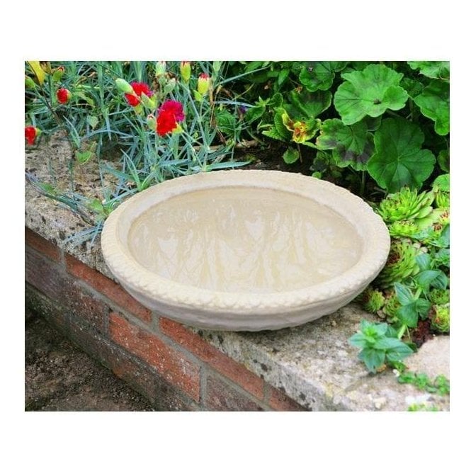 Yorkshire Rose Patterned Stone Bird Bath